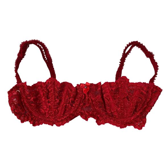 Shirley of Hollywood Women's Size 38C Red Copper Lace Shelf Bra - Picture 1 of 6